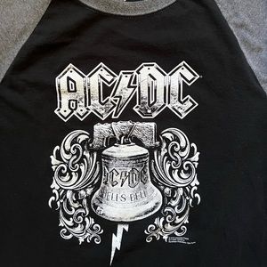 AC/DC Hells Bells Baseball Raglan Vintage Print Tee T Shirt MENS Size XXL black